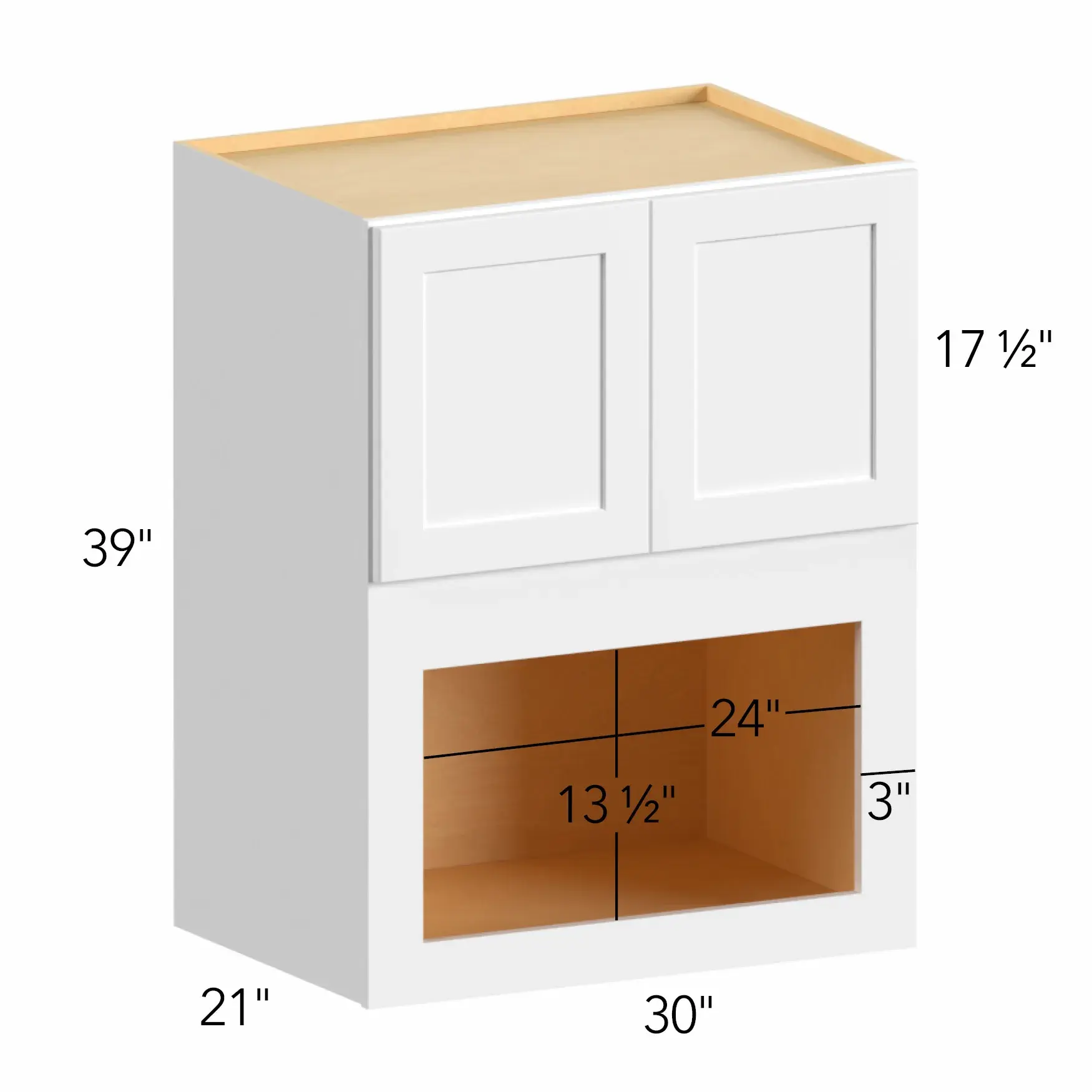 Illume® Tuscany Blanco 30"W x 39"H x 21"D Microwave Wall Cabinet (MC303921)