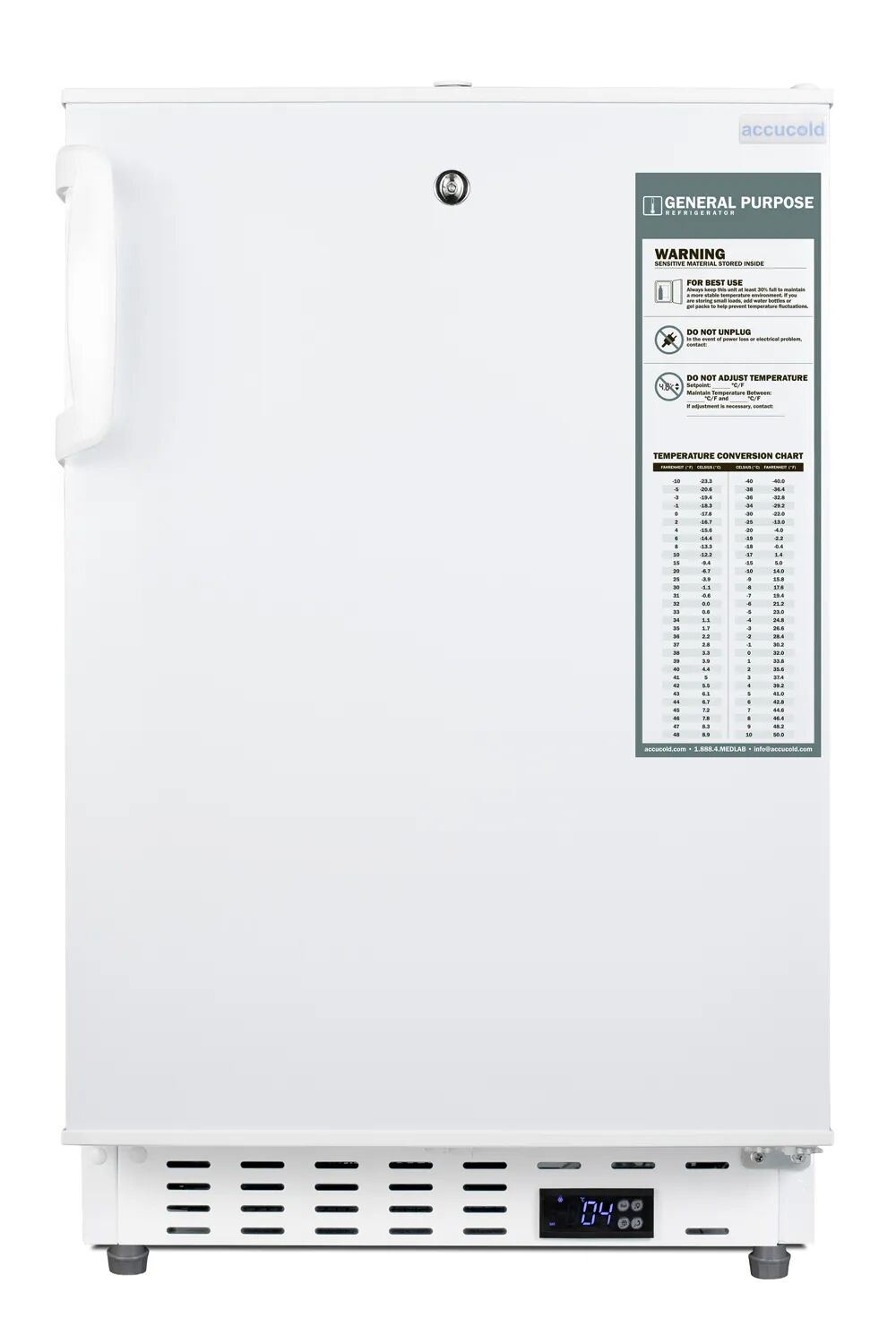Summit ADA404REF 20" Wide Built-In Healthcare All-Refrigerator, ADA Compliant