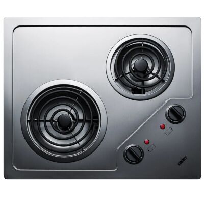 Summit CR2B122 21" Wide 115V 2-Burner Coil Cooktop