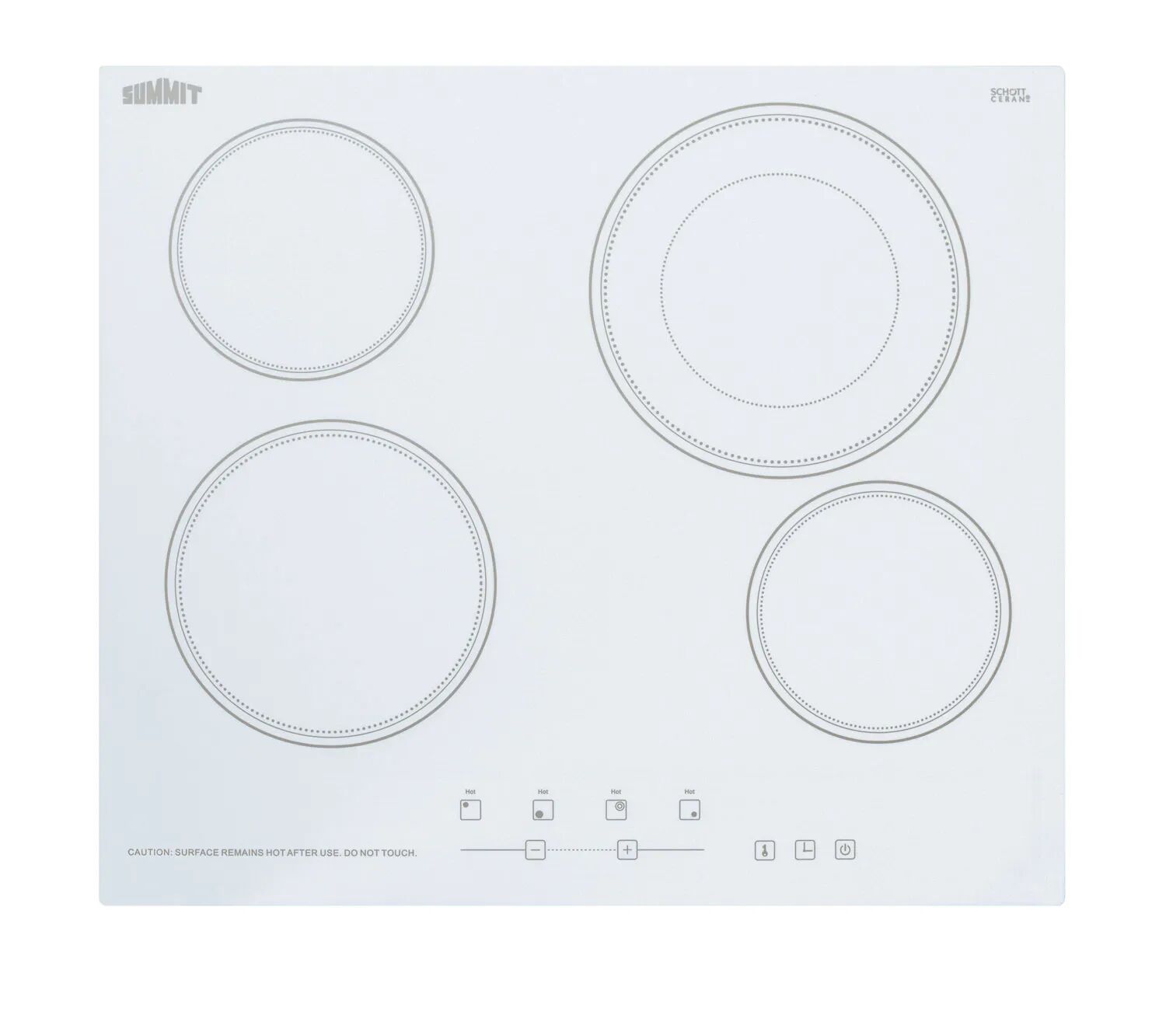 Summit CR4B23T6W 24" Wide 230V 4-Burner Radiant Cooktop