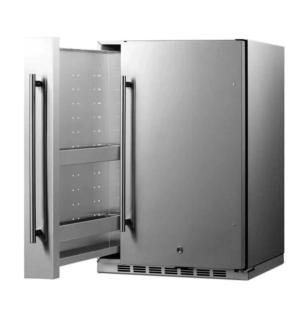 Summit SPR196OS24 Shallow Depth 24" Wide Outdoor Built-In All-Refrigerator With Slide-Out Storage Compartment