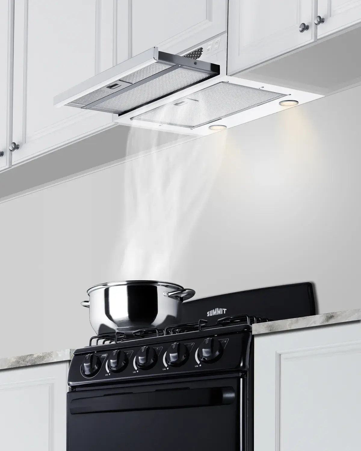 Summit HRTX20W 20" Under Cabinet Ductless Retractable Range Hood