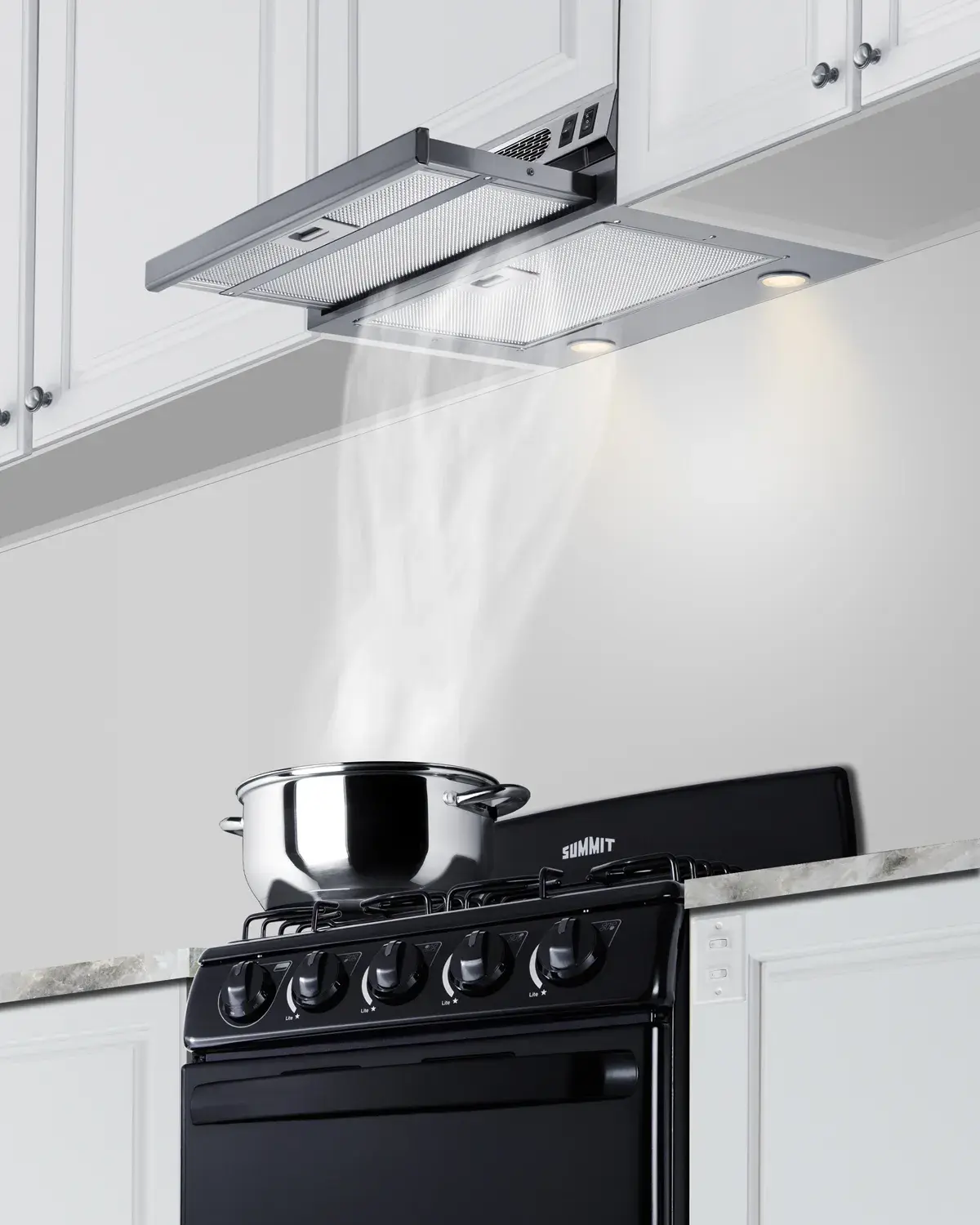 Summit HRTX24SSADA 24" Under Cabinet Ductless Retractable Range Hood, ADA Compliant