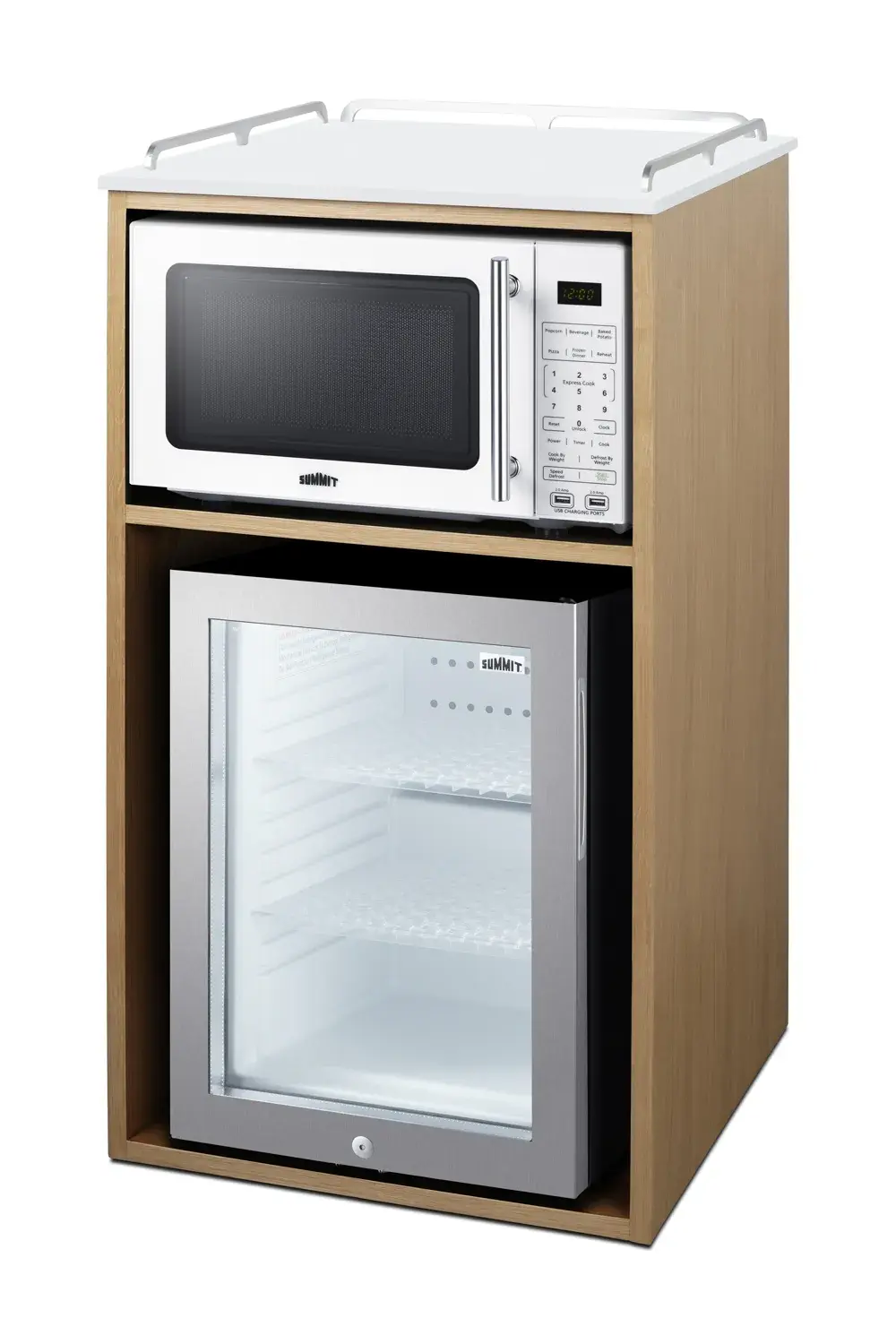 Summit QCSMW1OAKW 21" Wide Coffee Station With Minibar & Microwave