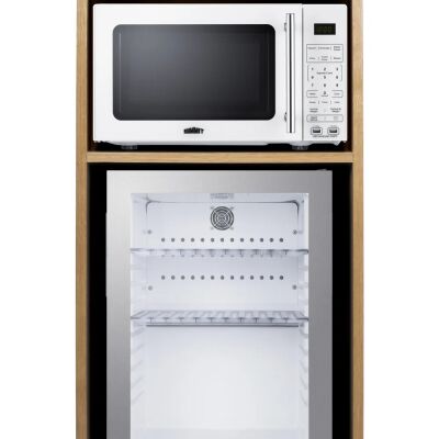 Summit QCSMW1OAKW 21" Wide Coffee Station With Minibar & Microwave
