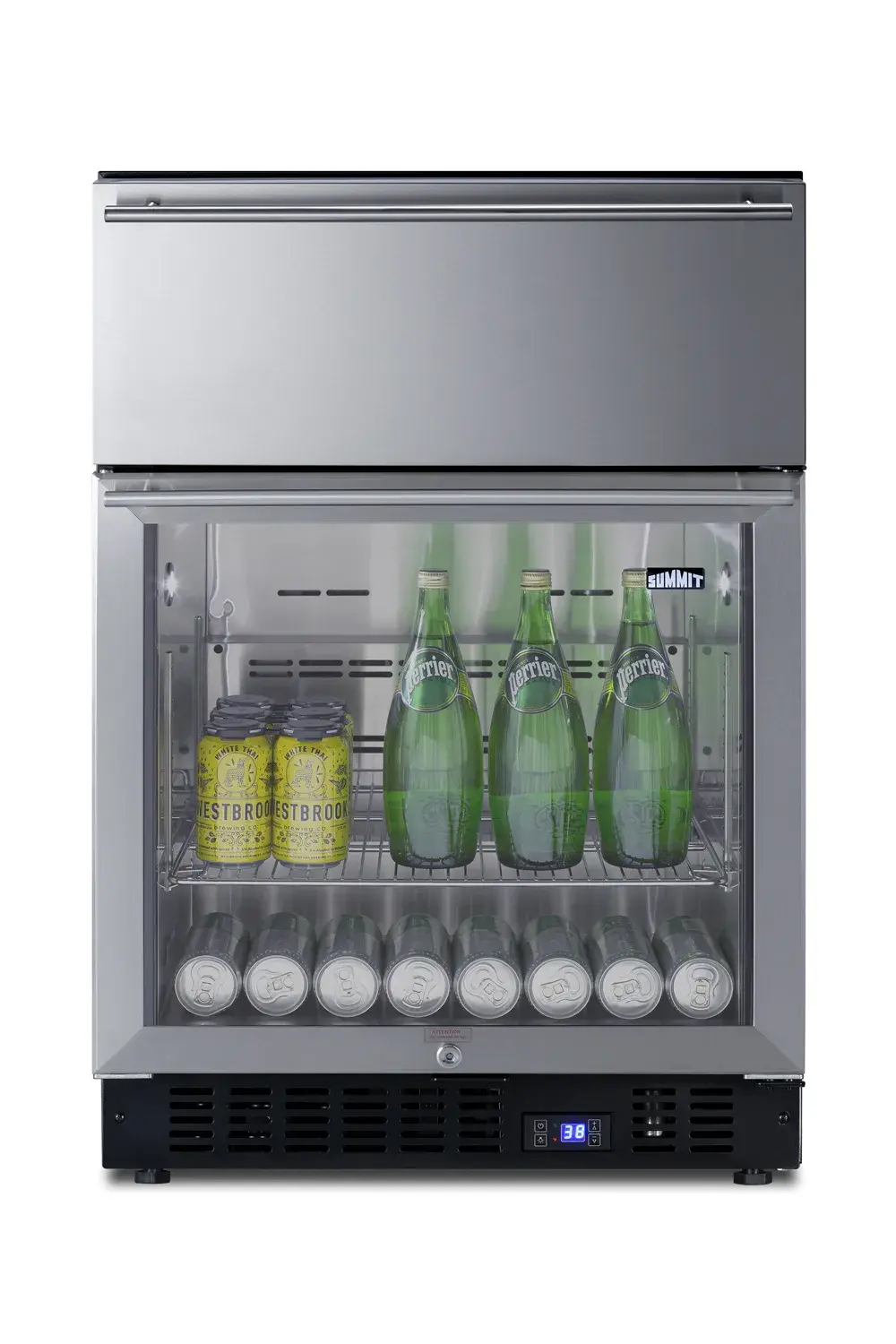 Summit SCR615TD 24" Wide Built-In Commercial Beverage Refrigerator With Top Drawer