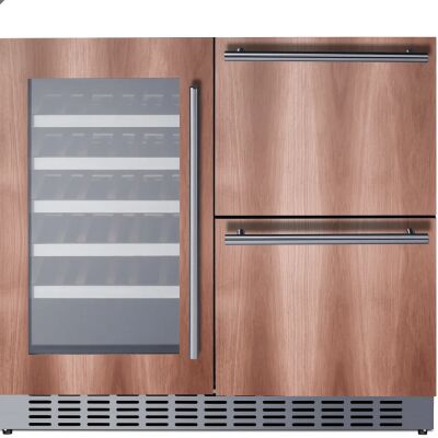 Summit SWCDAR36UCPNR 36" Wide Combination Wine Cellar & 2-Drawer Refrigerator (Panel Not Included)